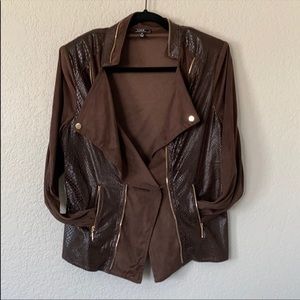 Vintage Lisa International Brown Faux Suede Alligator Jacket
